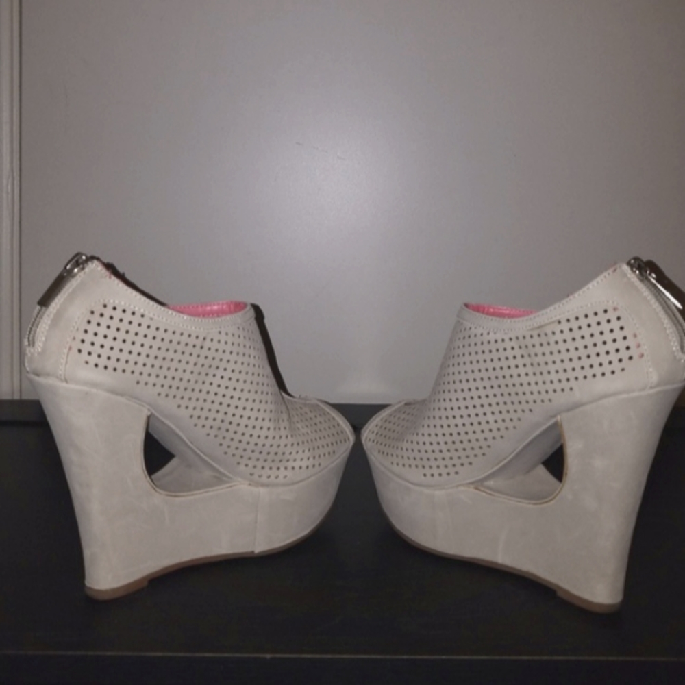 🔥Host Pick🔥 Bamboo Suede Peeptoe Wedges - Picture 1 of 4